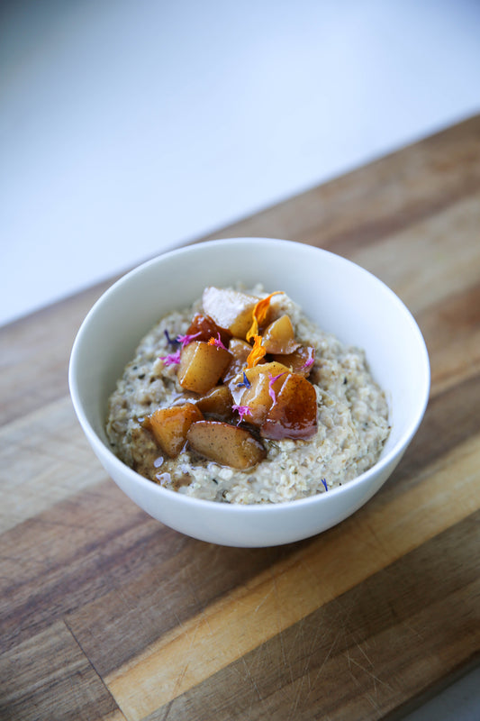 Spiced Oatmeal and Poached Apples