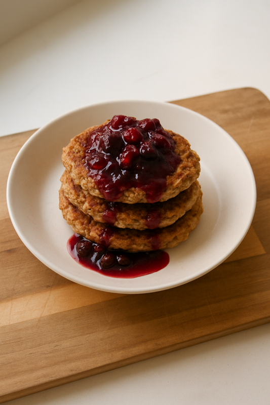 Banana Oat Pancakes with Compote
